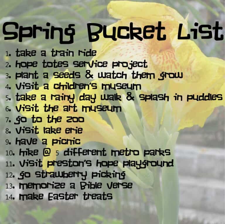 Spring Bucket List- Preschool Edition