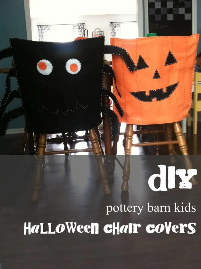 diy pottery barn halloween chair covers with text