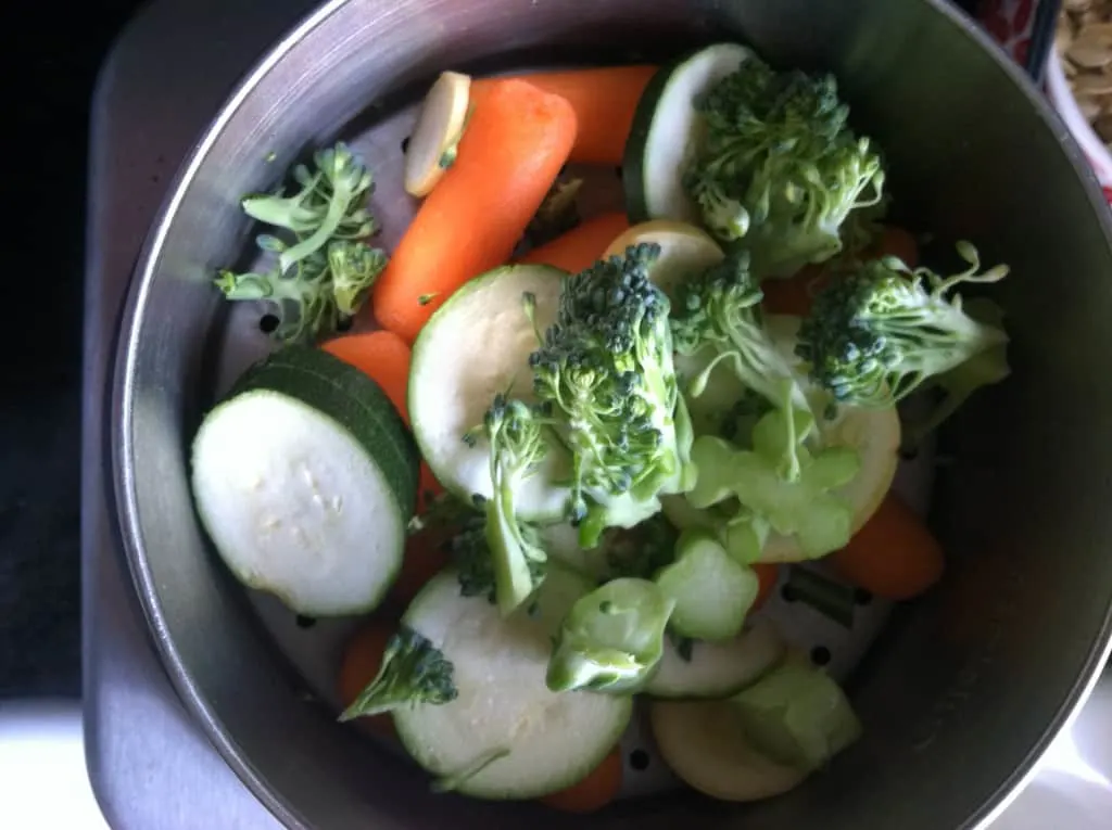 vegetables in the steamer