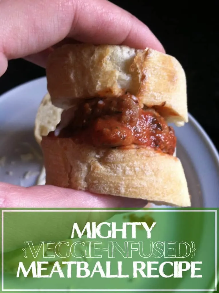 meatball sandwich with meatball recipe text