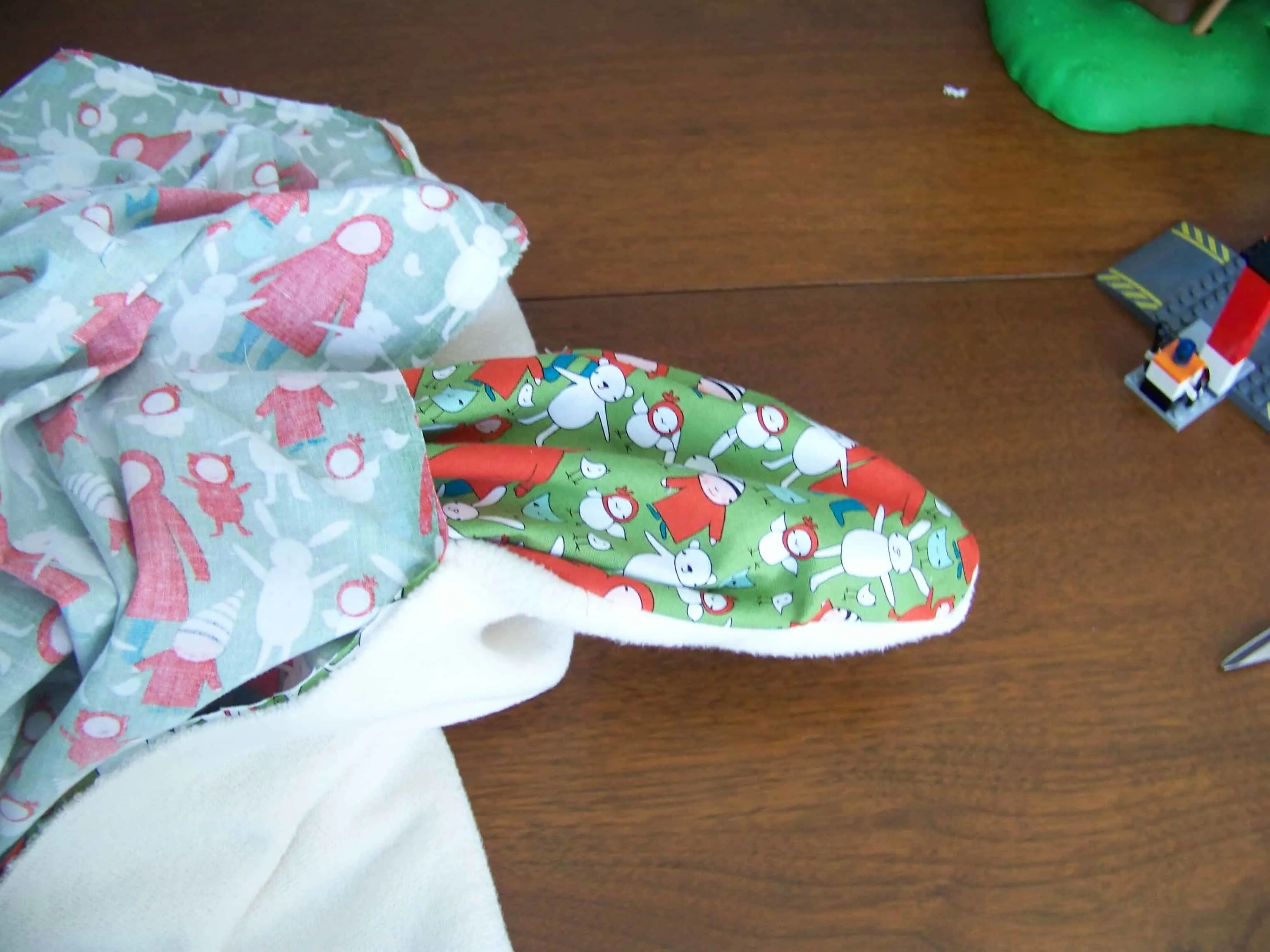 turning the blanket right side out