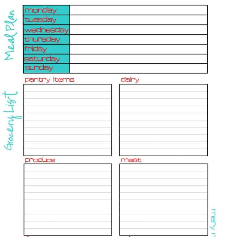 Meal Plan & Grocery List {Free Printable}