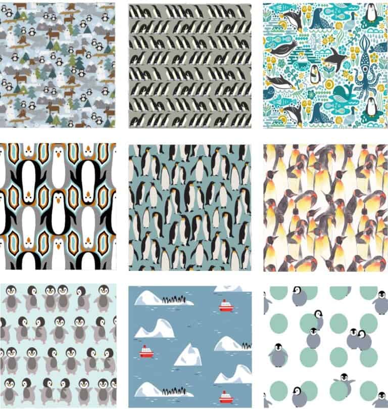 Modern Polar Bear & Penguin Fabrics