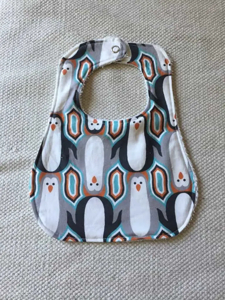 penguin bib made from my bib pattern and tutorial 