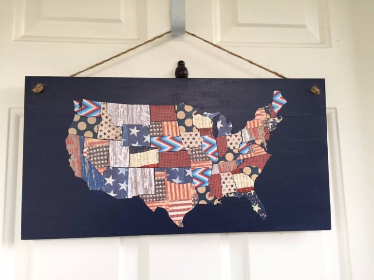 DIY Patriotic Scrapbook Paper Map [Perfect Patriotic Home Decor!]