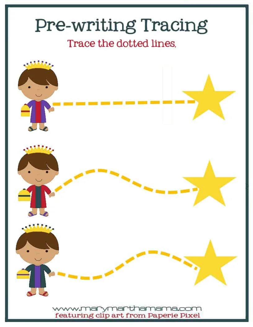 Christmas prewriting tracing activity