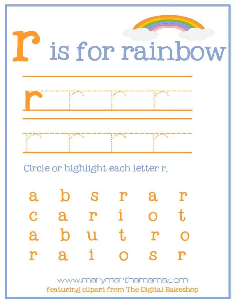 Noah's Ark activities R is for Rainbow