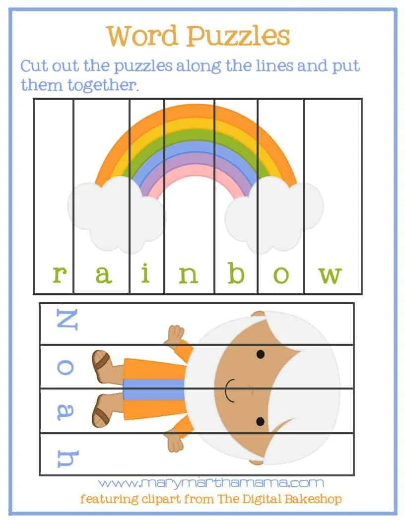 Noah's ark picture puzzles