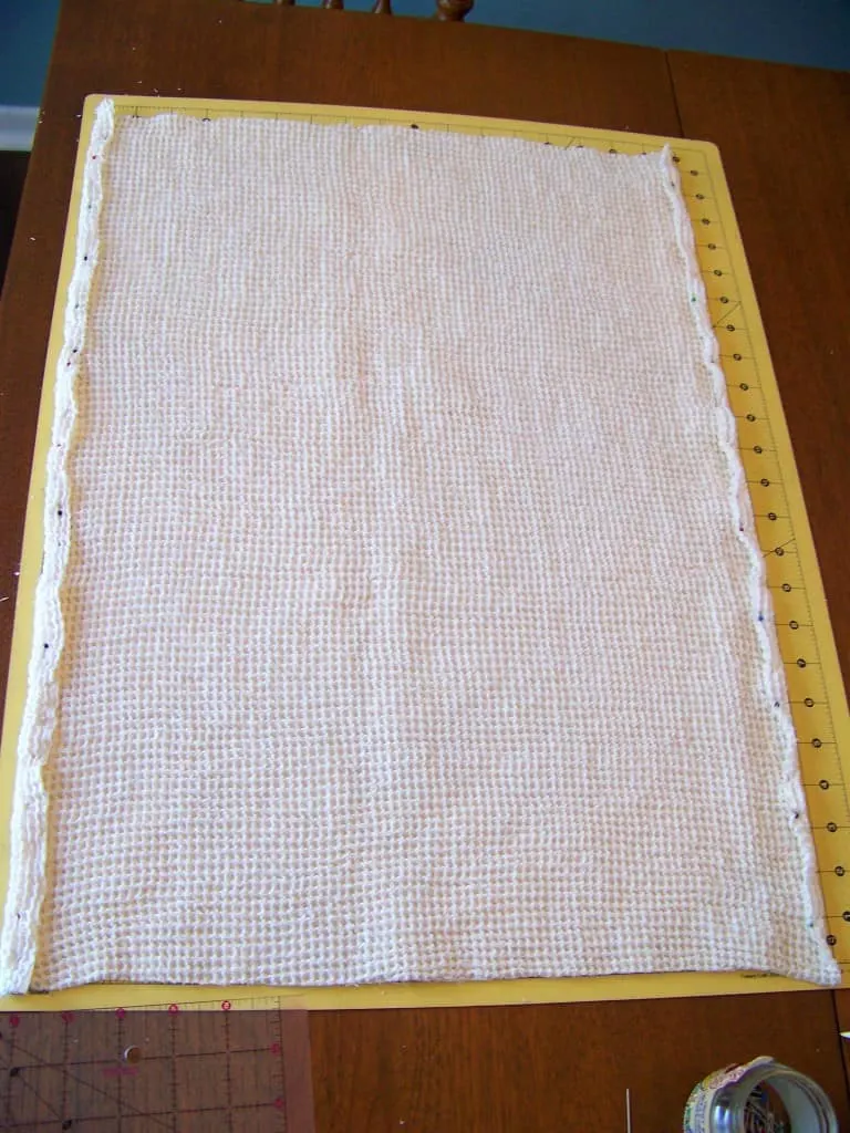 diy dishtowel side edges folded over and pinned