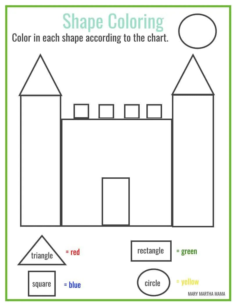 Shape coloring worksheet