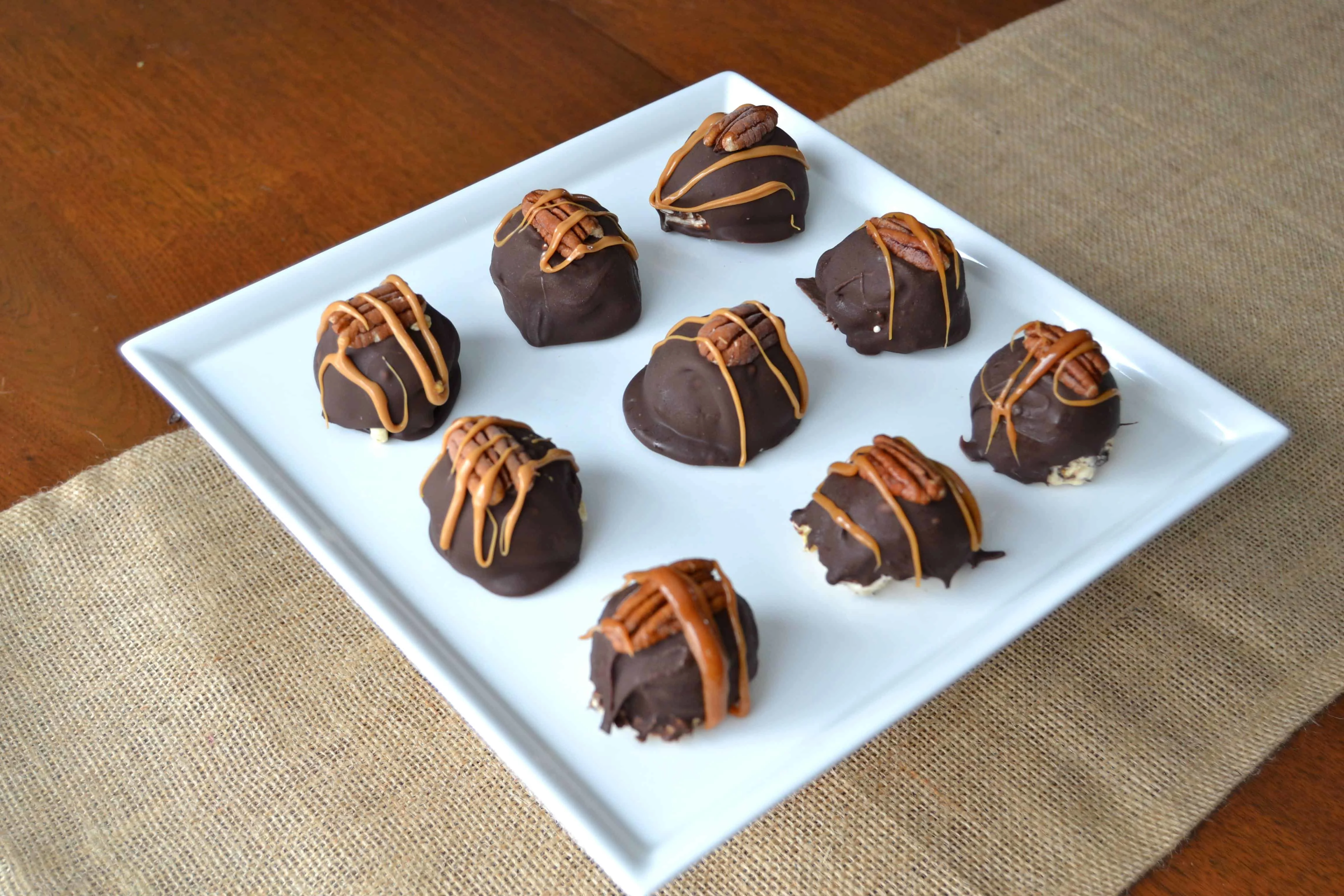 the turtle truffles on a tray