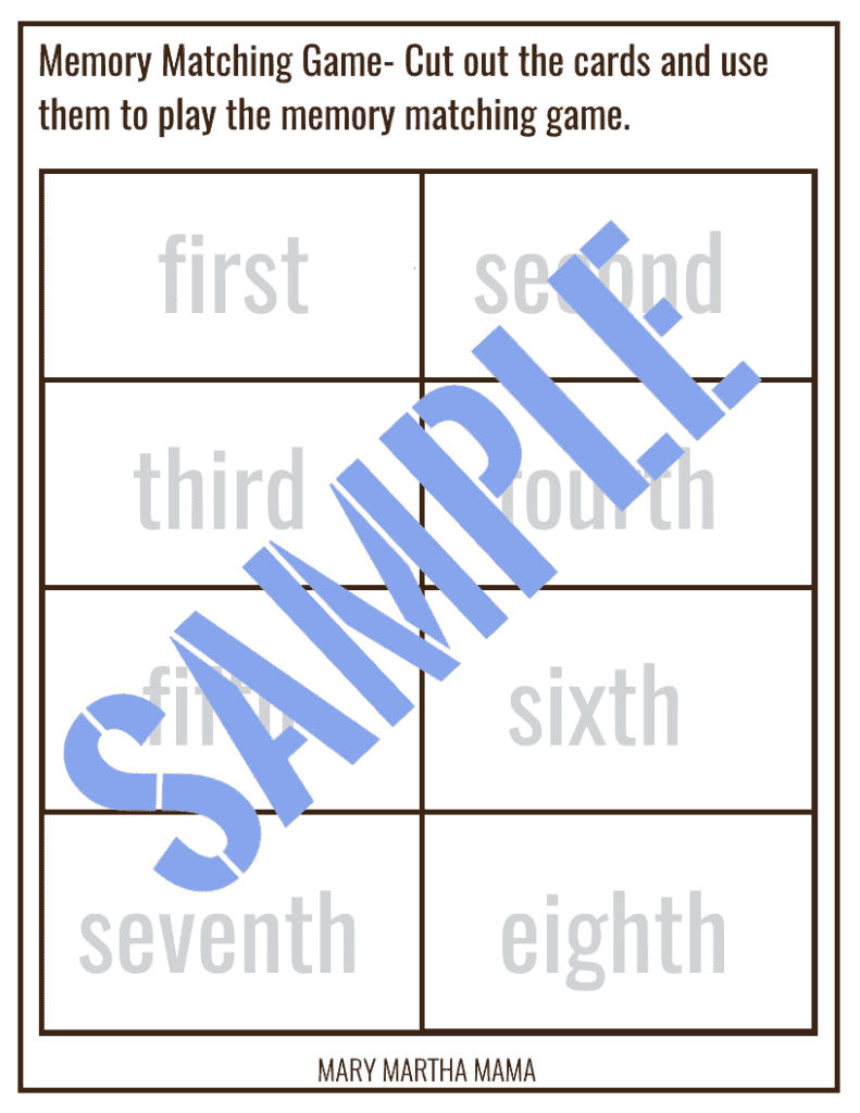 sample ten commandments memory matching 2