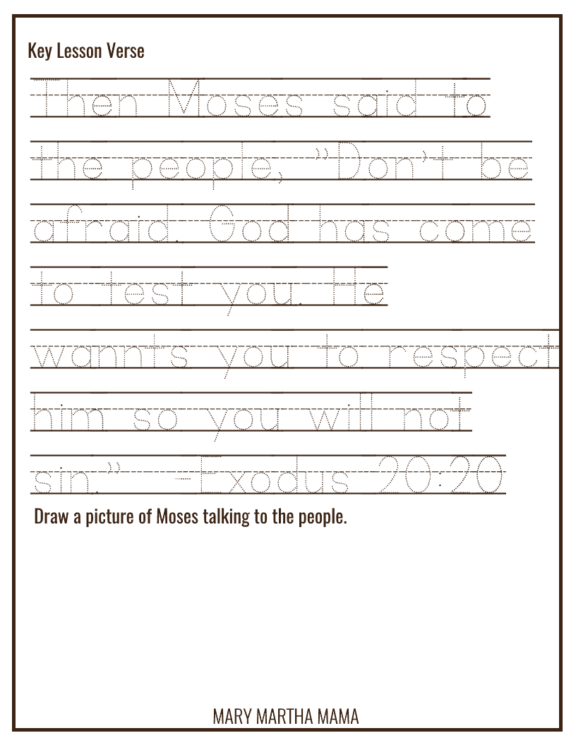 Exodus 20:20 tracing activity
