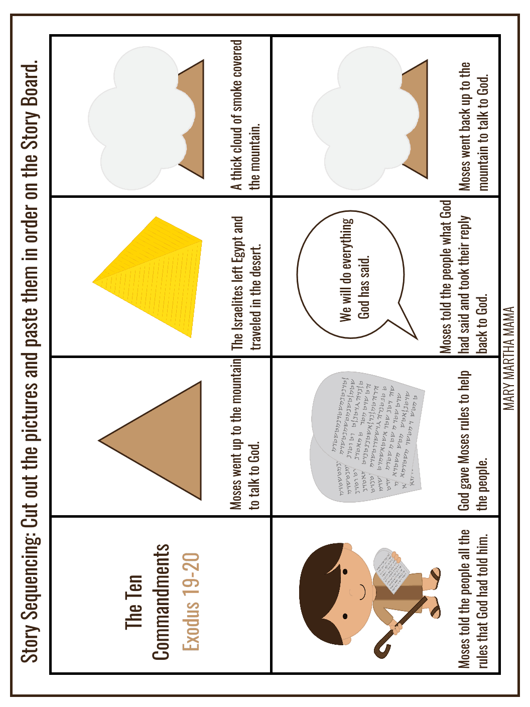 10 Commandments Story Sequence Activity