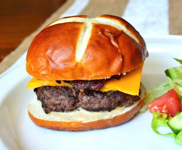 Cheesy Pretzel Burgers