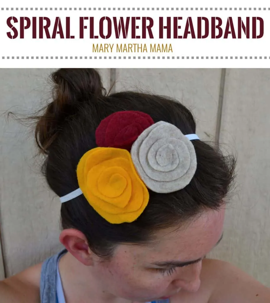 diy spiral felt flower headband for fall square pin
