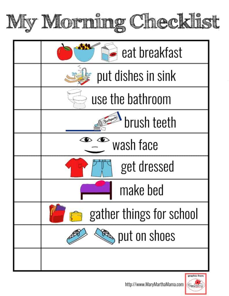 Free Printable Morning Routine Visual Schedule