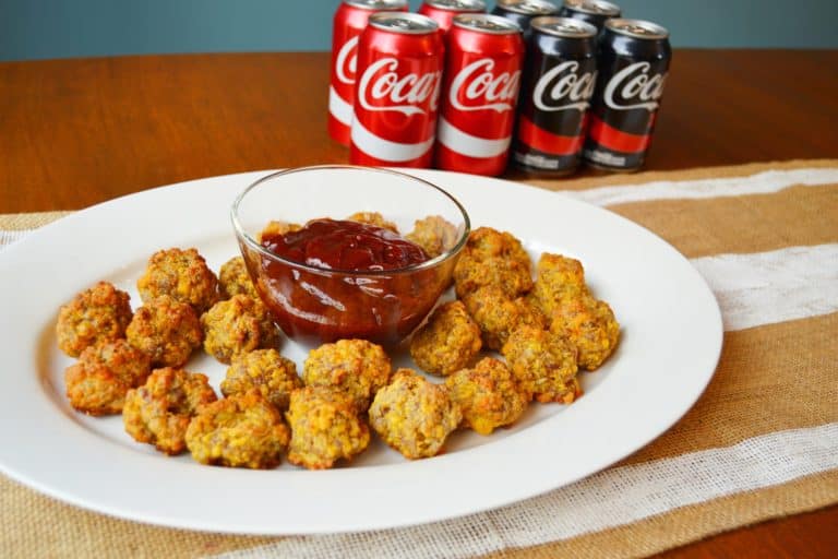 Cheesy Sausage Balls with Tangy Ketchup