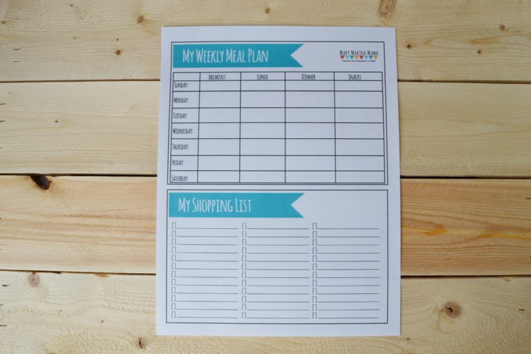 Printable Meal Plan Worksheet