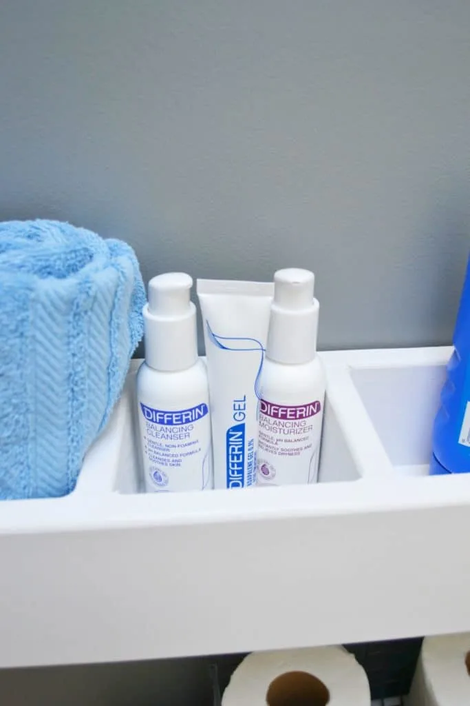 the skincare products in the shelf