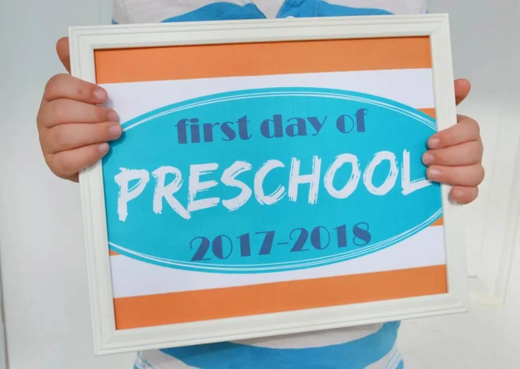 first day of preschool sign