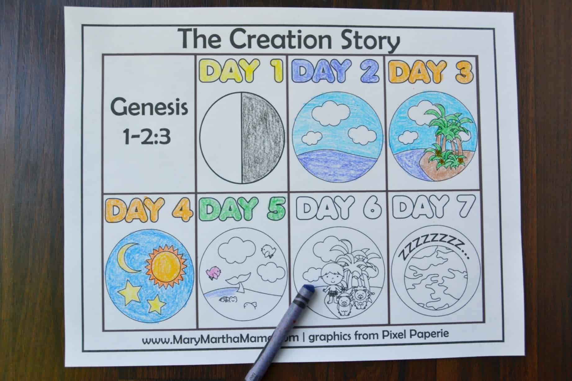 Download Creation Coloring Pages Help Kids Learn the Story - Mary ...