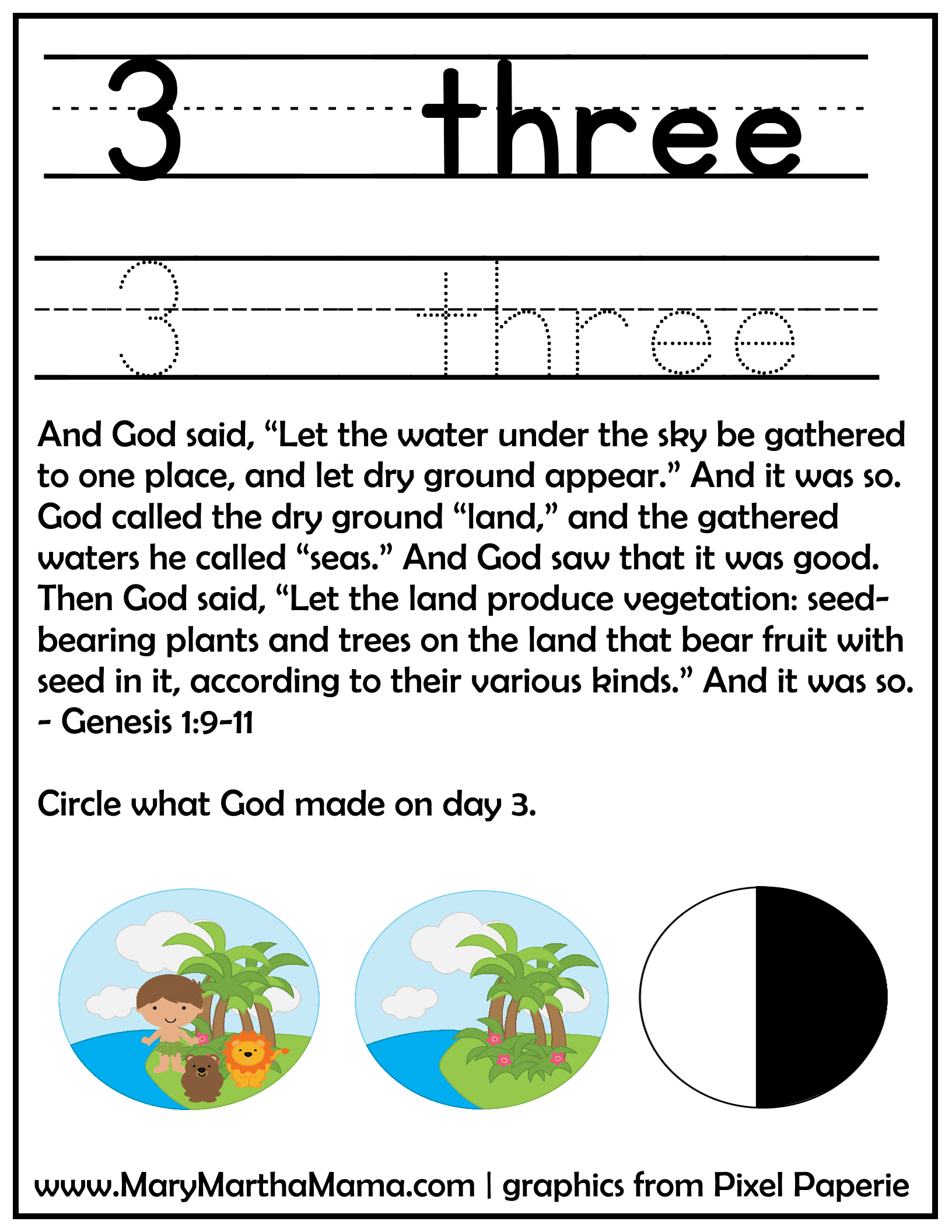creation day 3 activity page