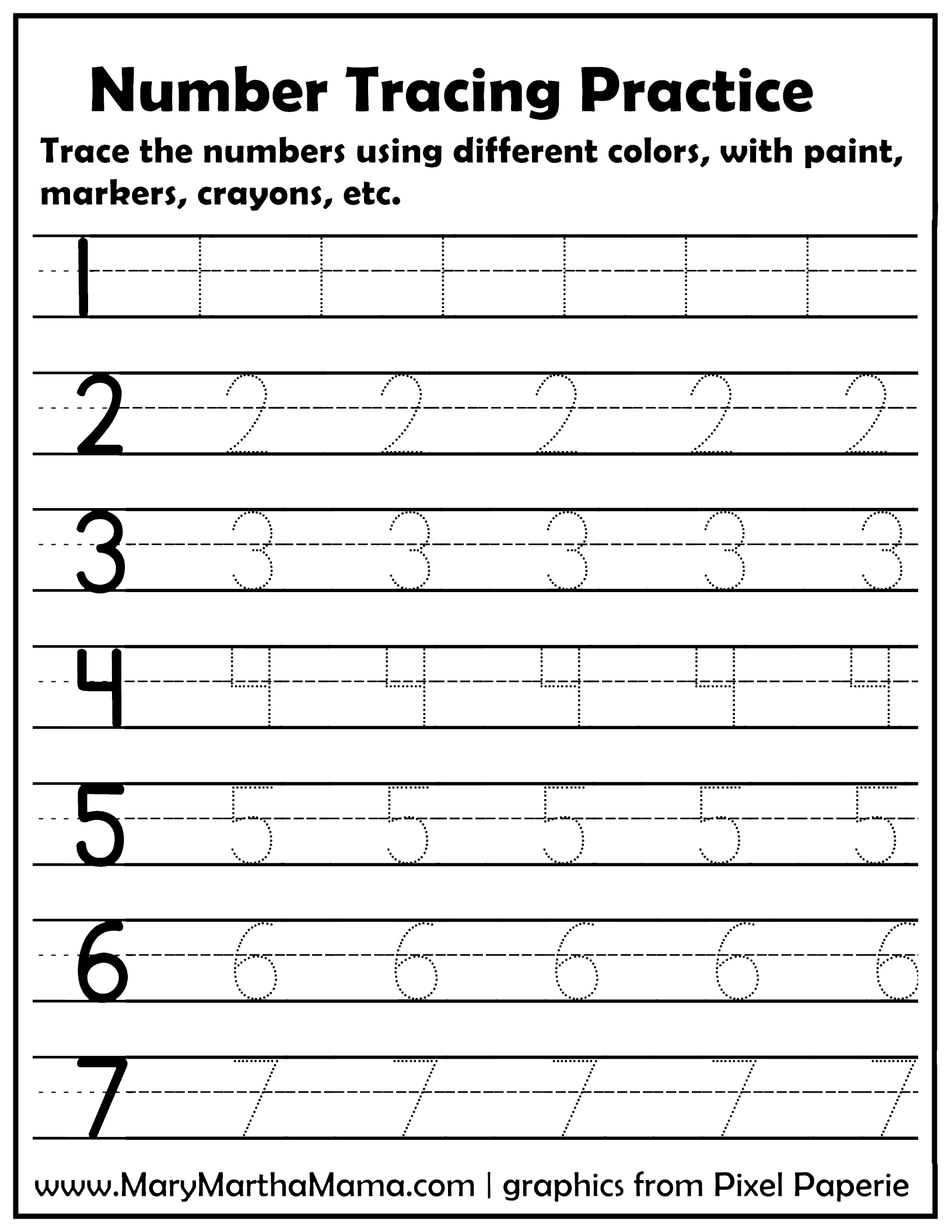 number tracing page