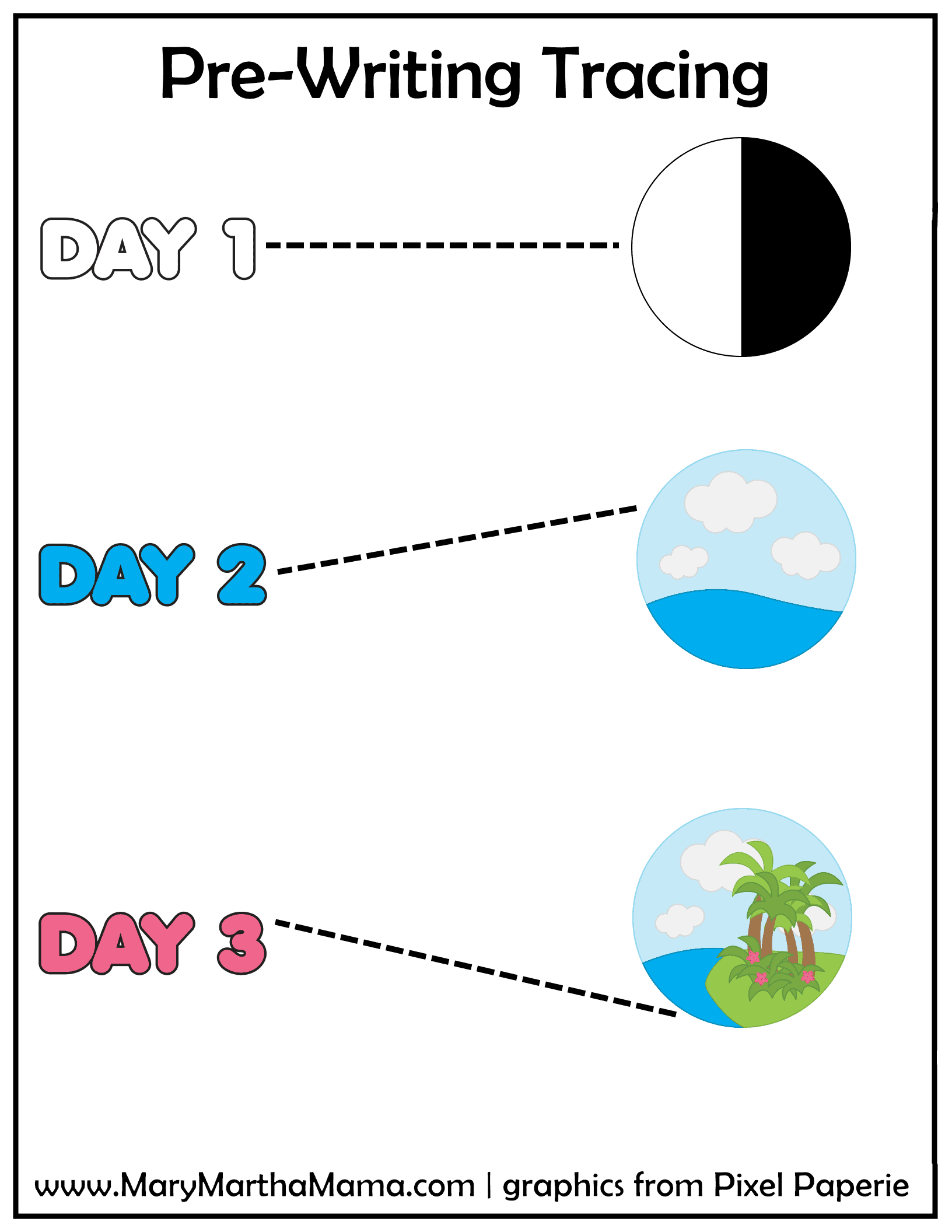 pre-writing tracing practice page