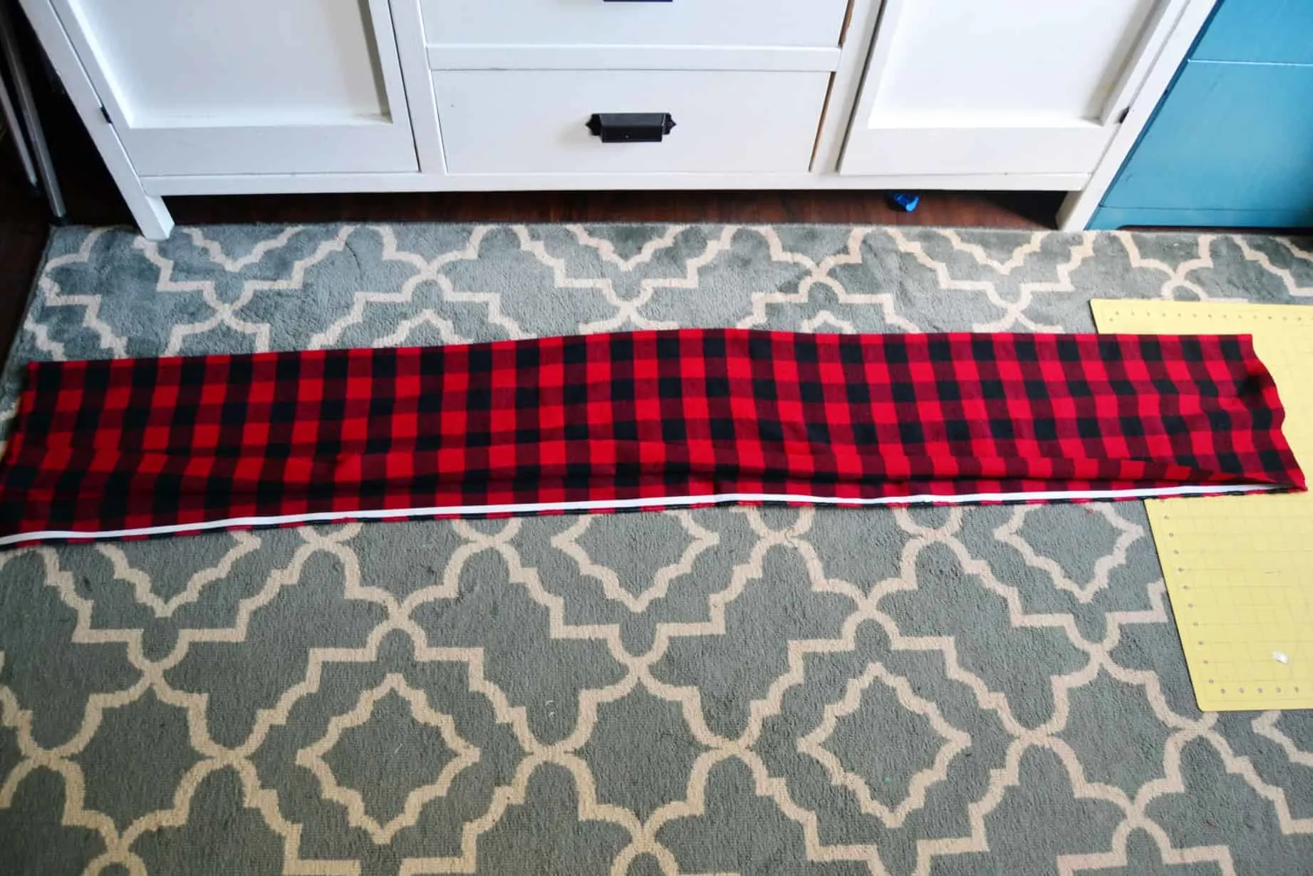 hemming tape along the edge