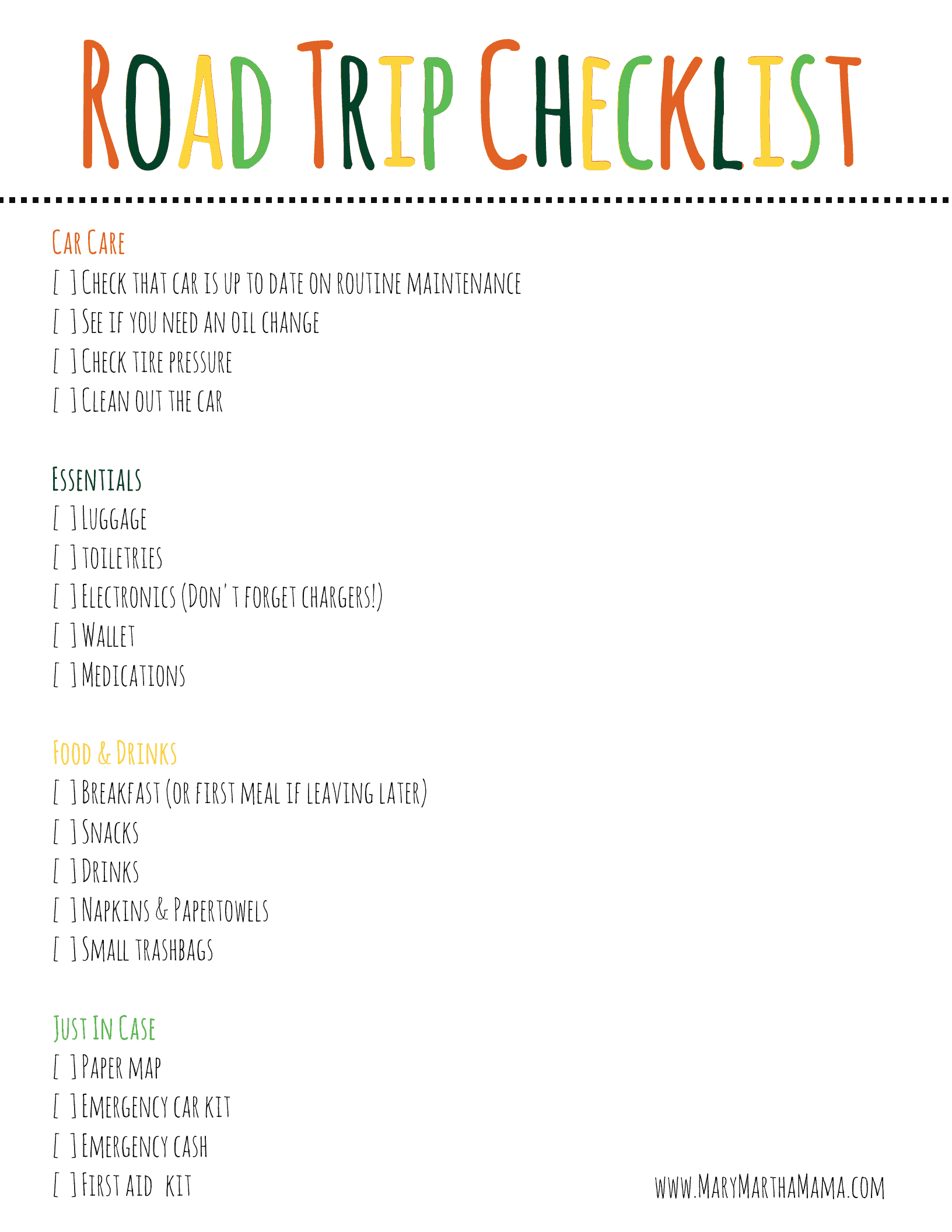 printable checklist