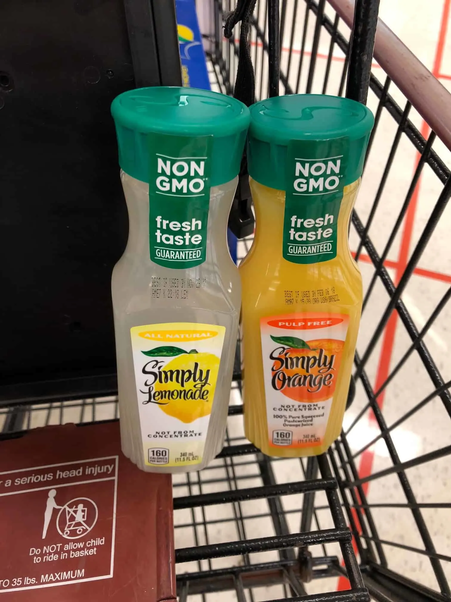 juice in grocery cart
