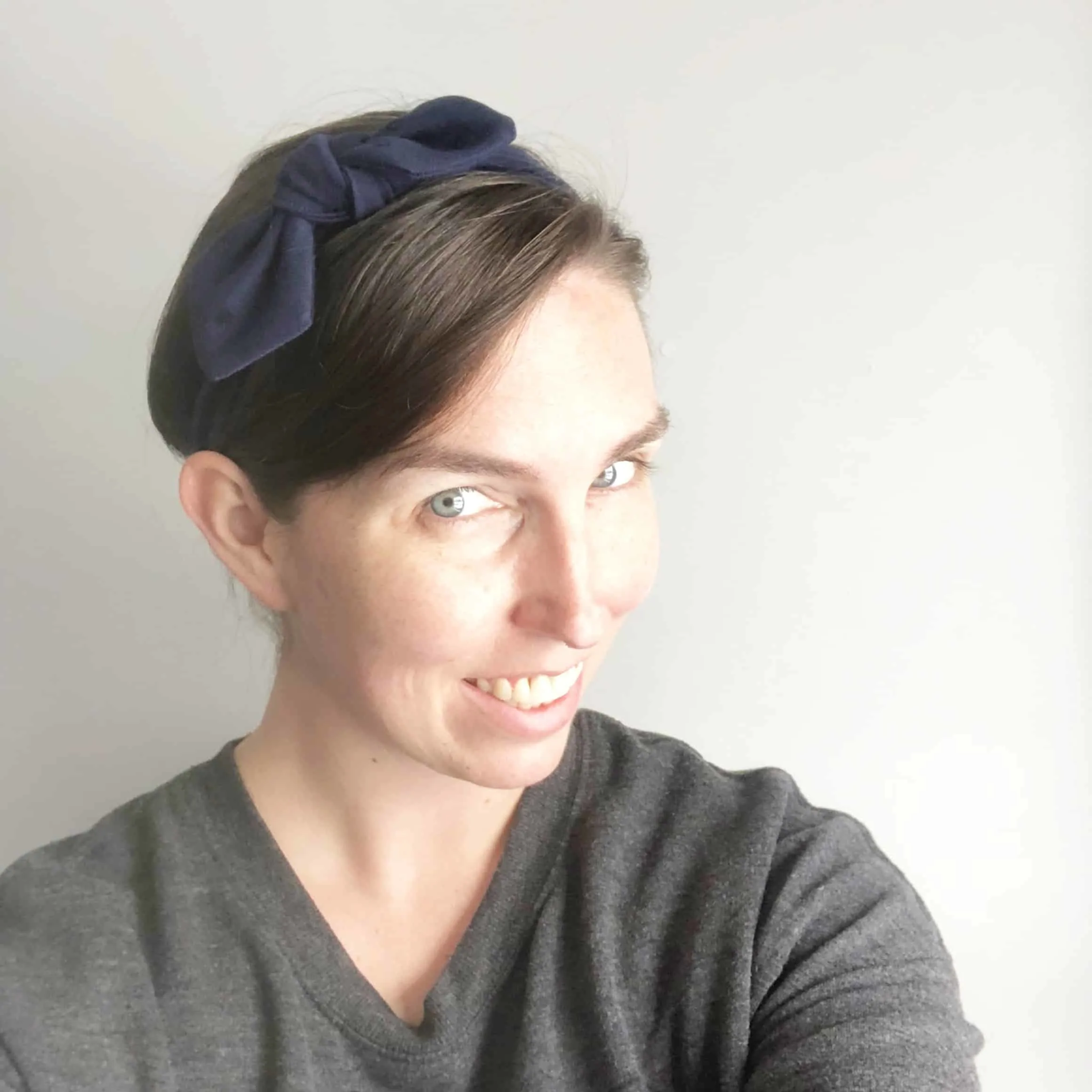 the author modeling the headband