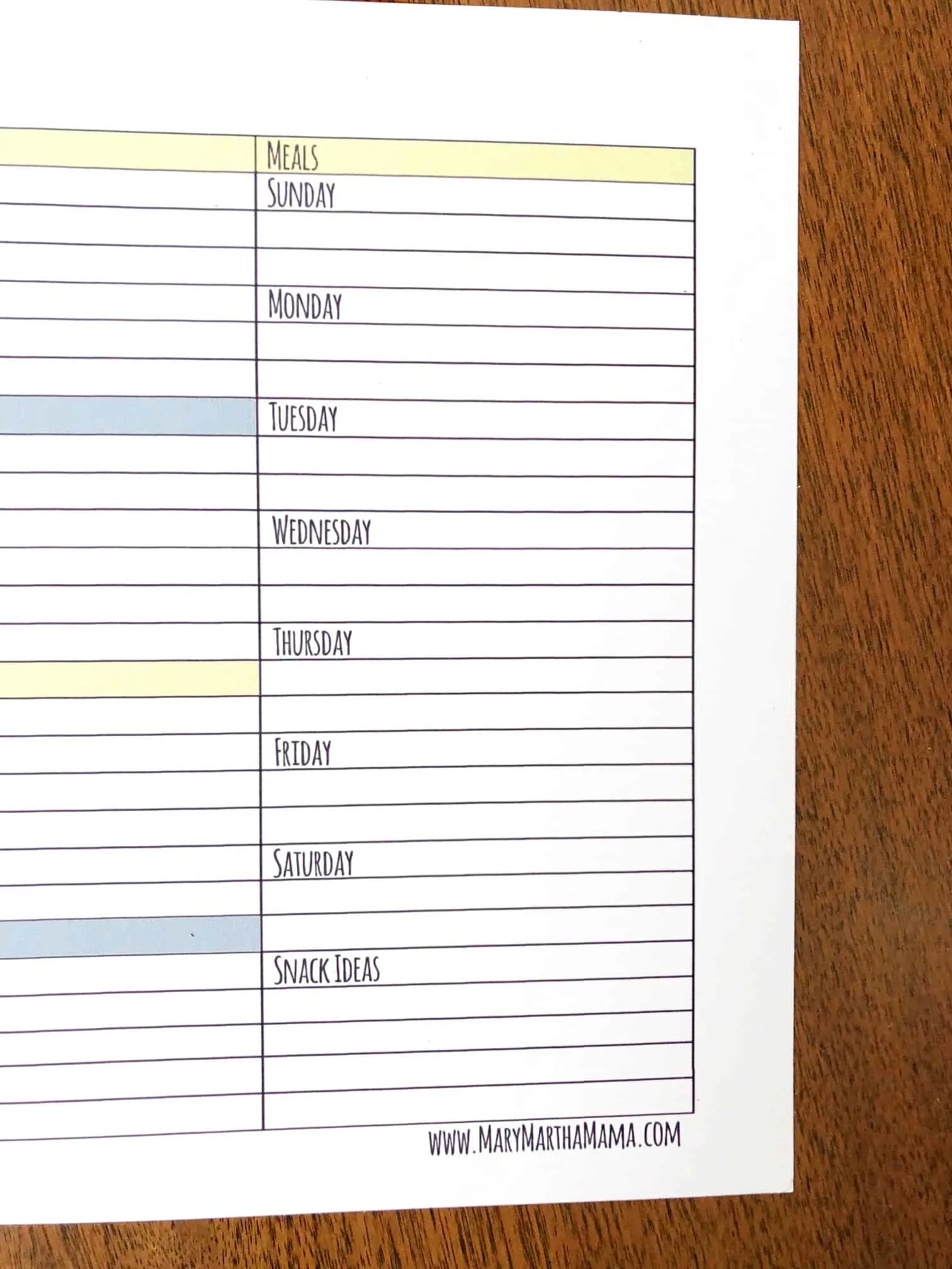 meal plan worksheet