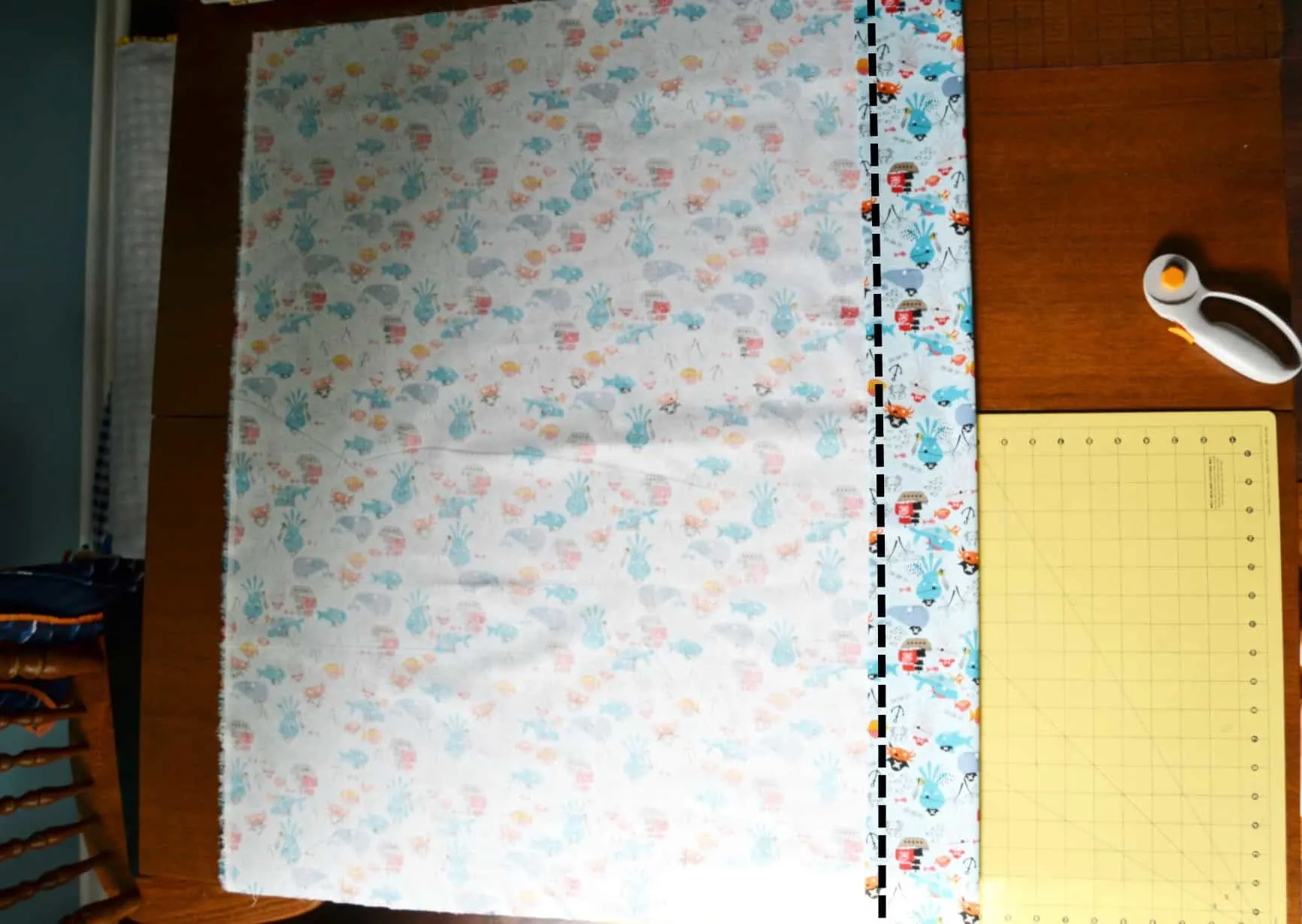 line showing where to sew