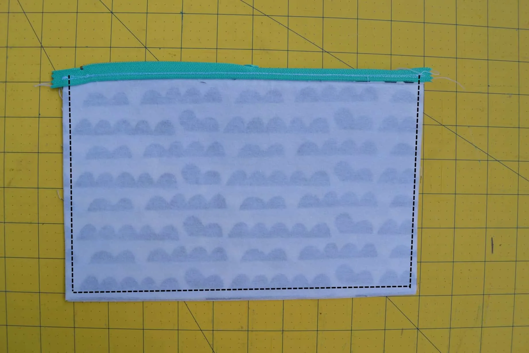 lines showing where to sew around the edges