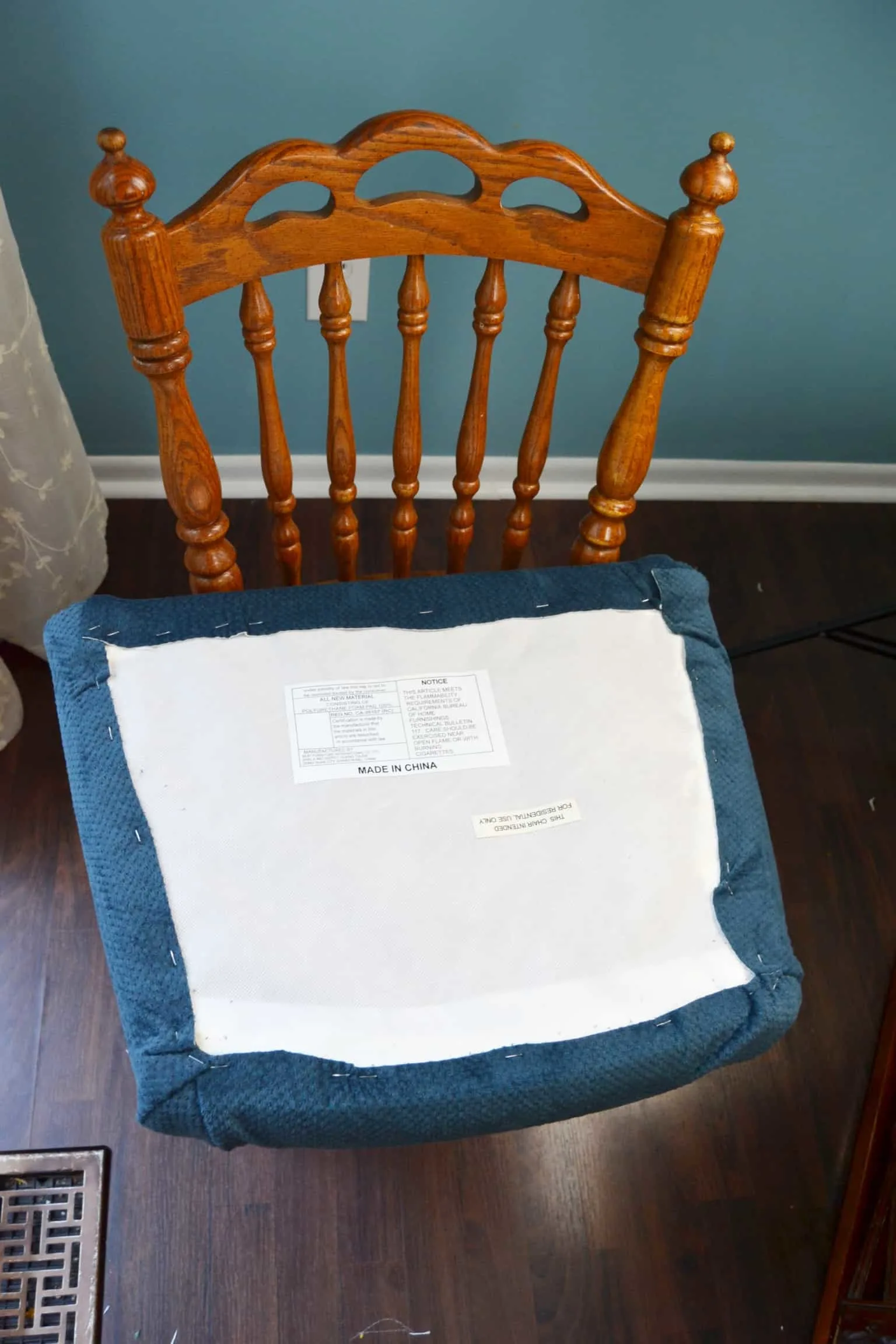 the bottom of the cushion