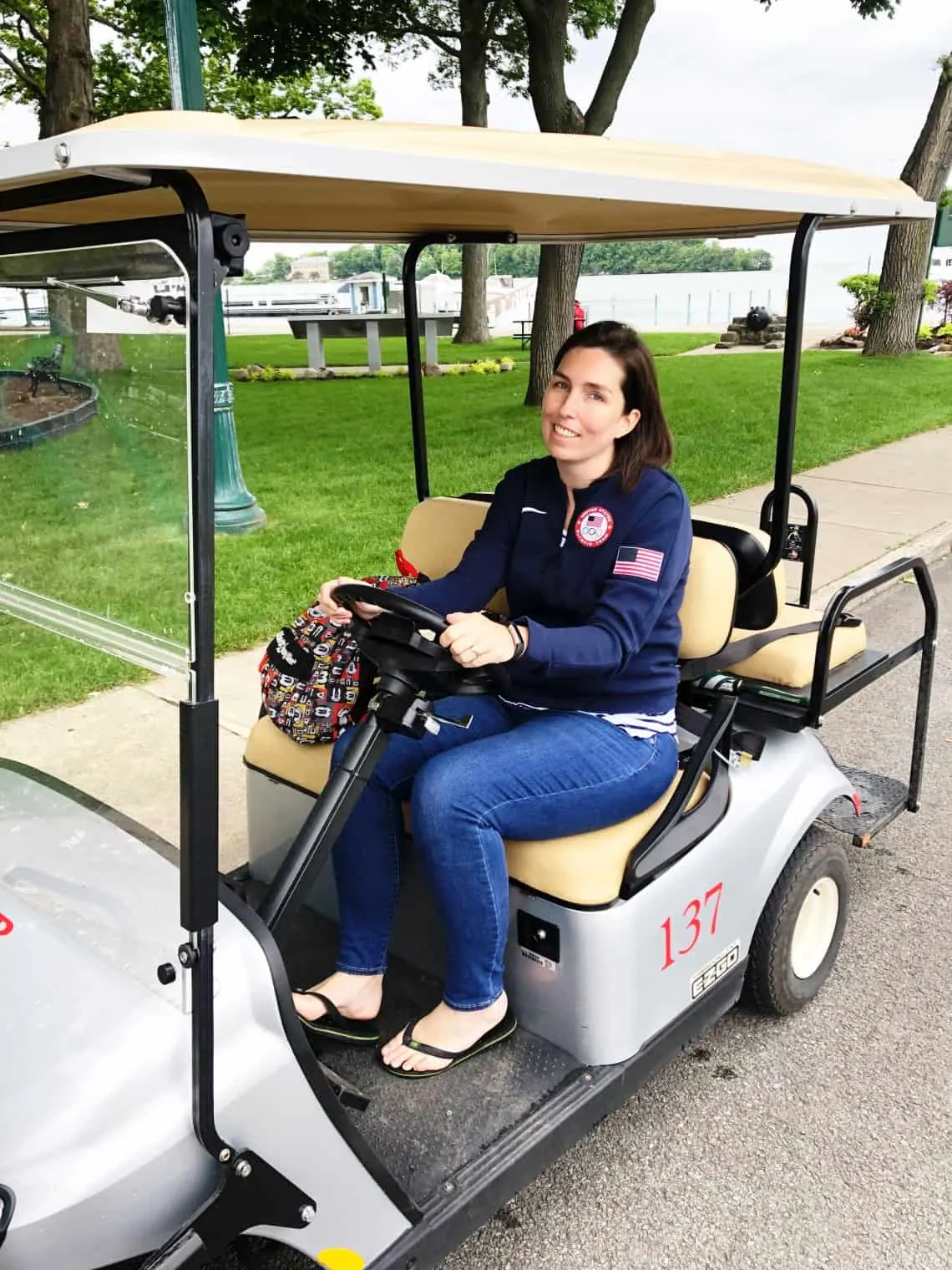 driving golf cart