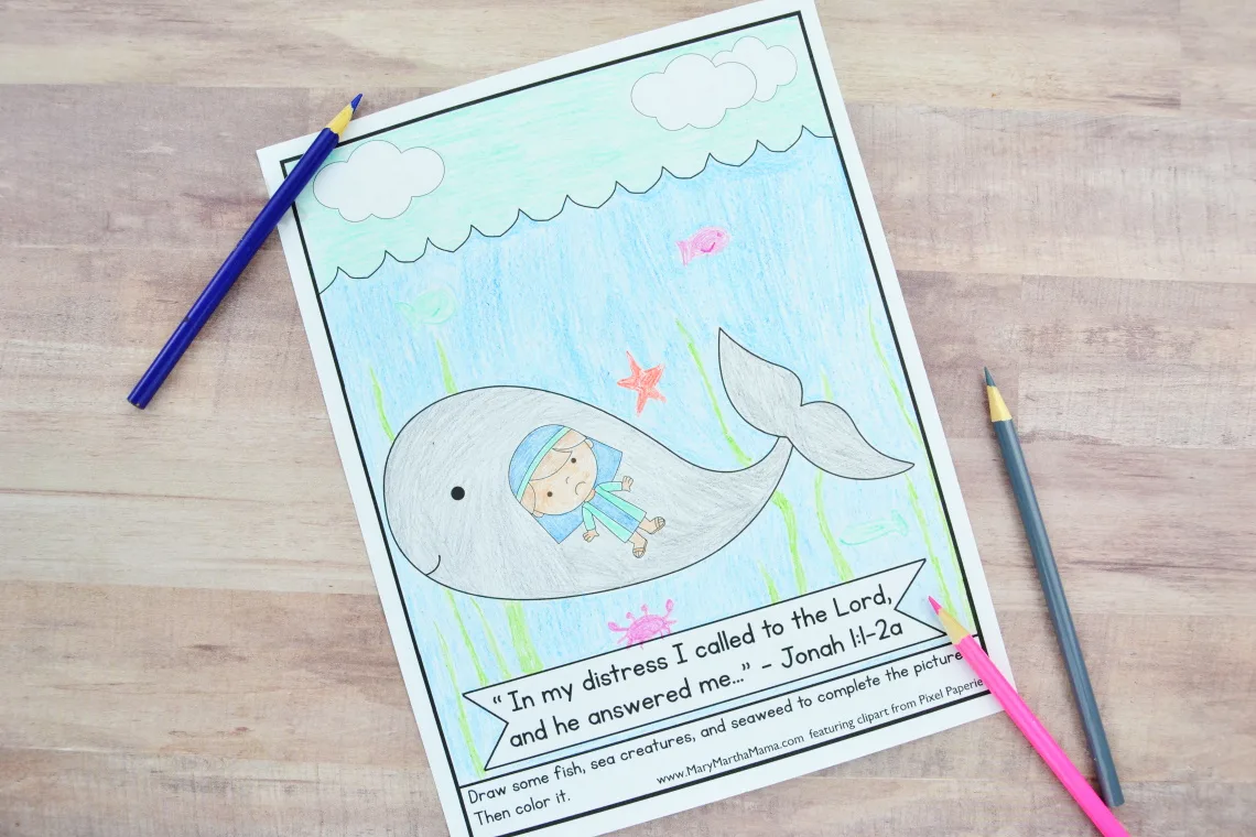 the Jonah and the Whale coloring page