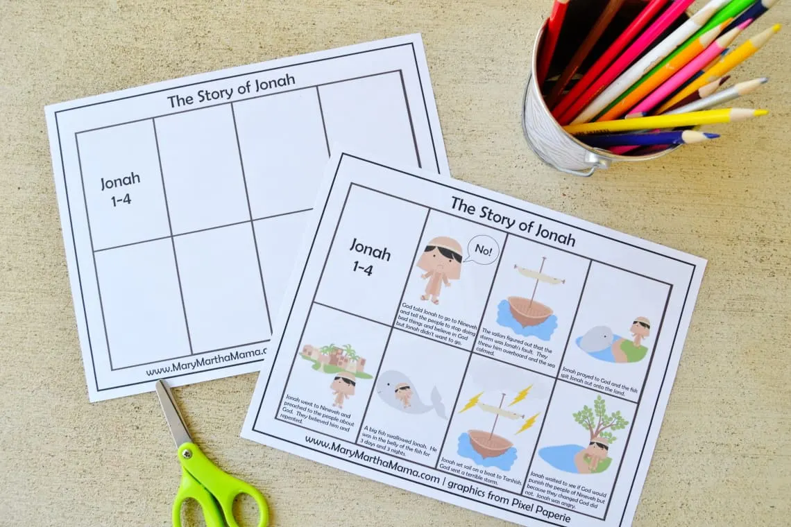 the story sequencing sheets before they are cut