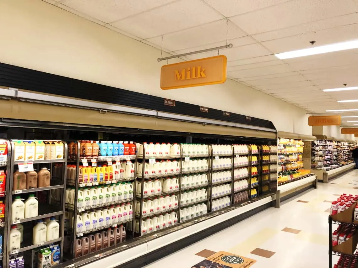 the milk section of the grocery store
