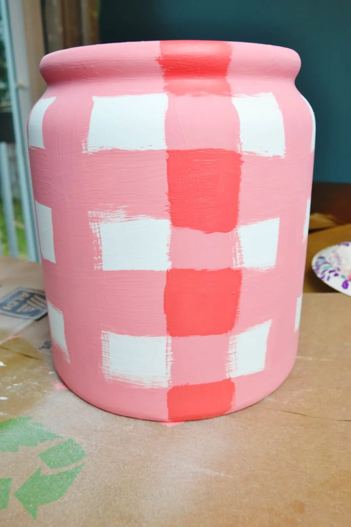painting the darker pink squares