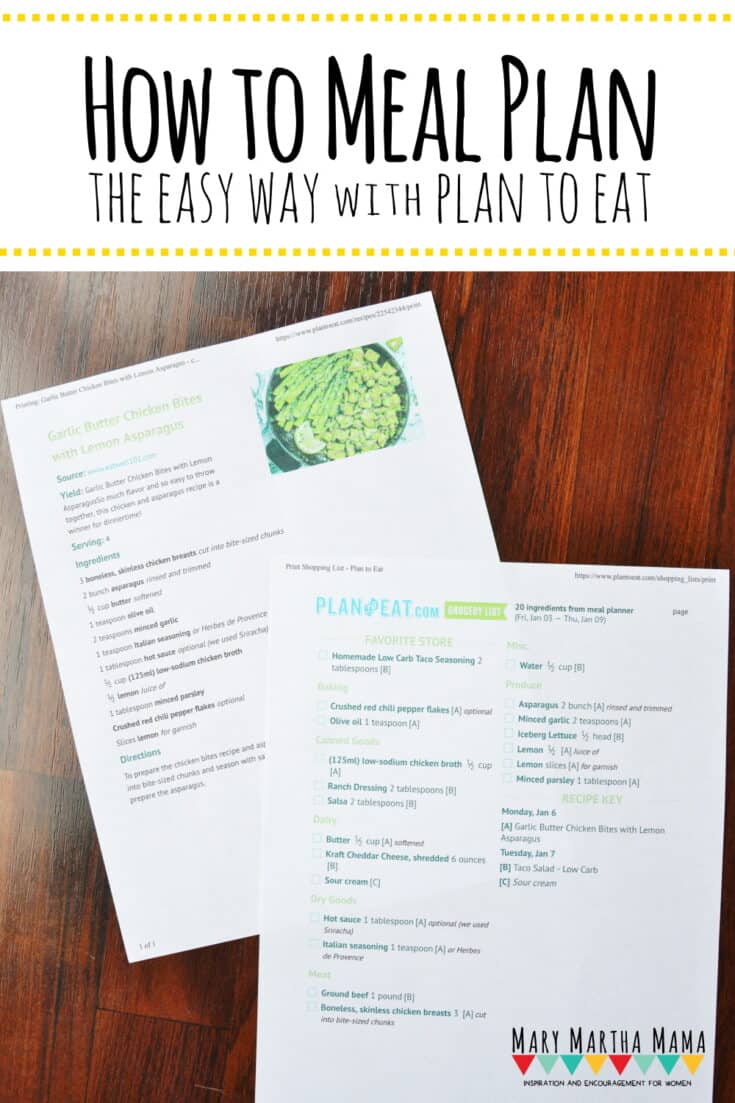 How to Meal Plan the Easy Way with Plan to Eat – Mary Martha Mama