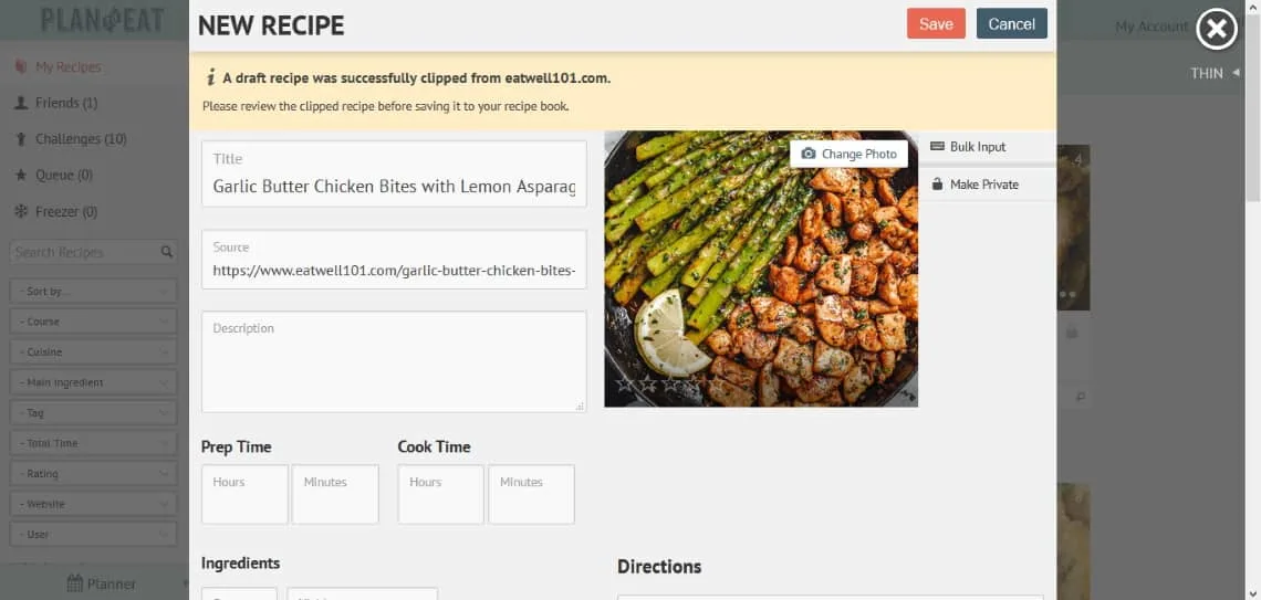 a new recipe added to the system