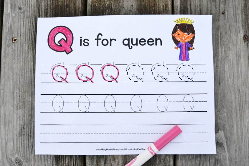 Letter Q Tracing Worksheets – Mary Martha Mama