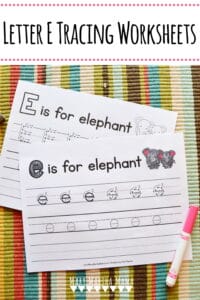 letter e tracing worksheets