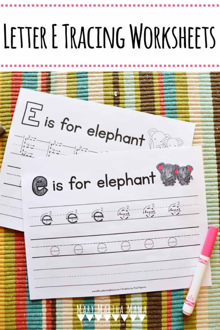 Letter E Printable | Free PDFs and Worksheets – Mary Martha Mama