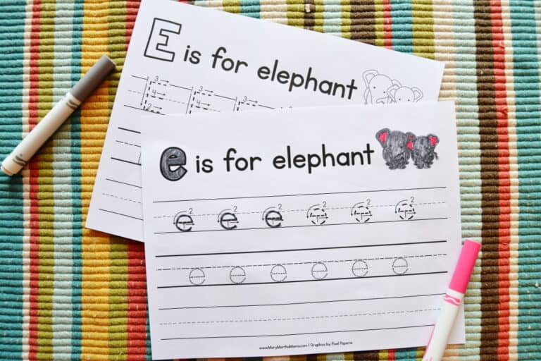 Letter E Tracing Worksheets