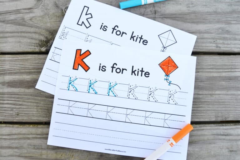 letter k tracing worksheets