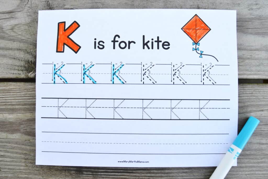 letter k tracing worksheets mary martha mama